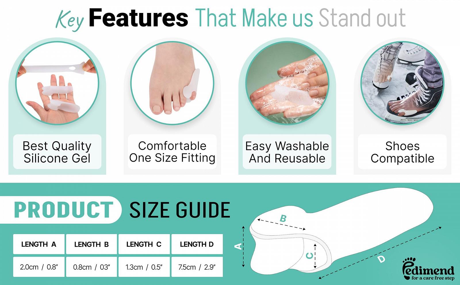 Роздільник для пальців ніг Pedimend Силіконовий Гель PINKY 6 шт, фото №4 Роздільник для пальців ніг Pedimend Силіконовий Гель PINKY 6 шт, фото №4