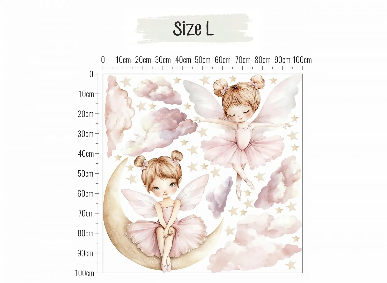 Наклейка на стіну Osomhom Ballerinas Балерина на місяці та хмарах L, фото №6