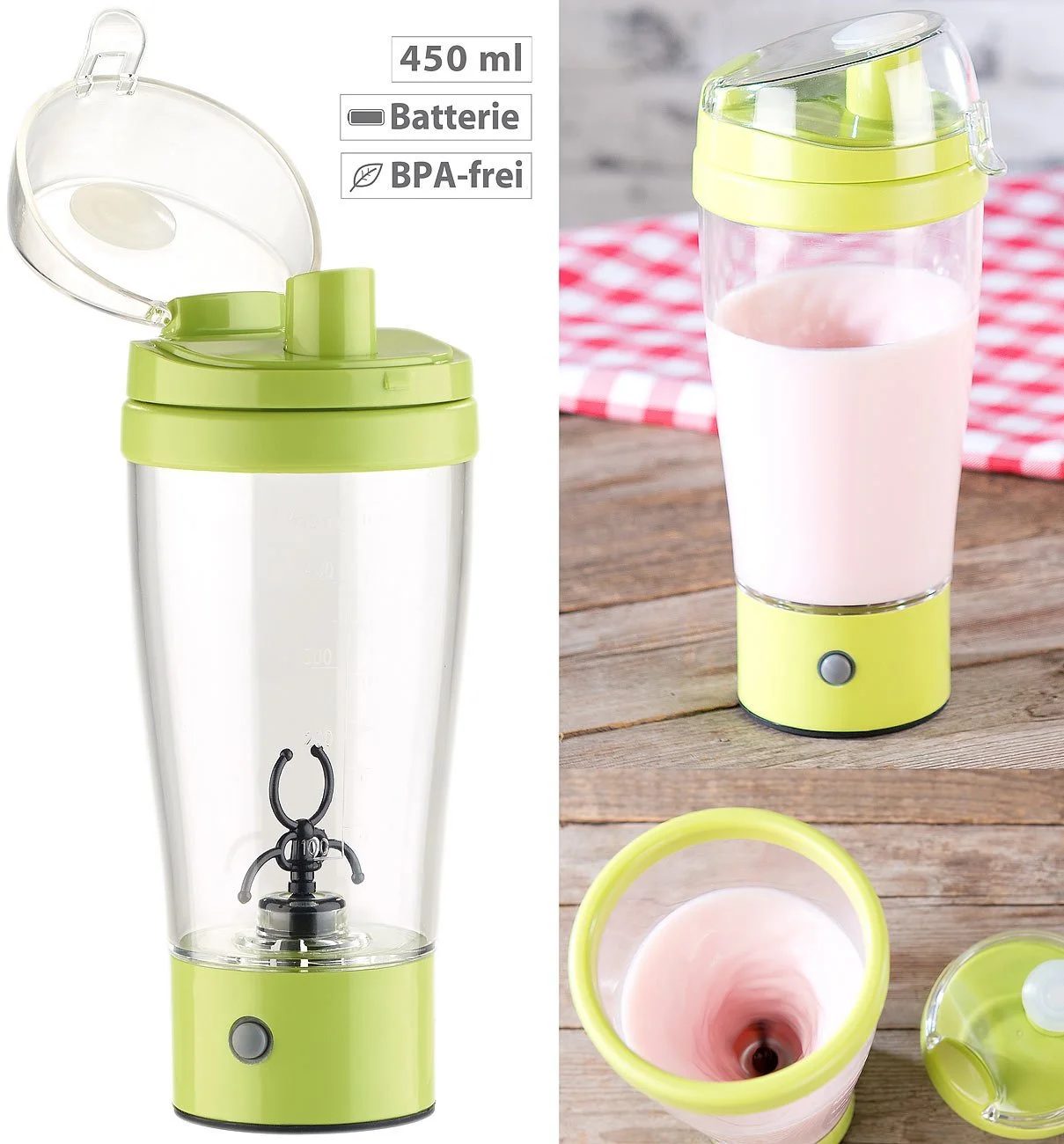 Кружка Rosenstein & Söhne Self Stirring Cup: Кружка для напитков с электрическим венчиком 450 мл, фото №3