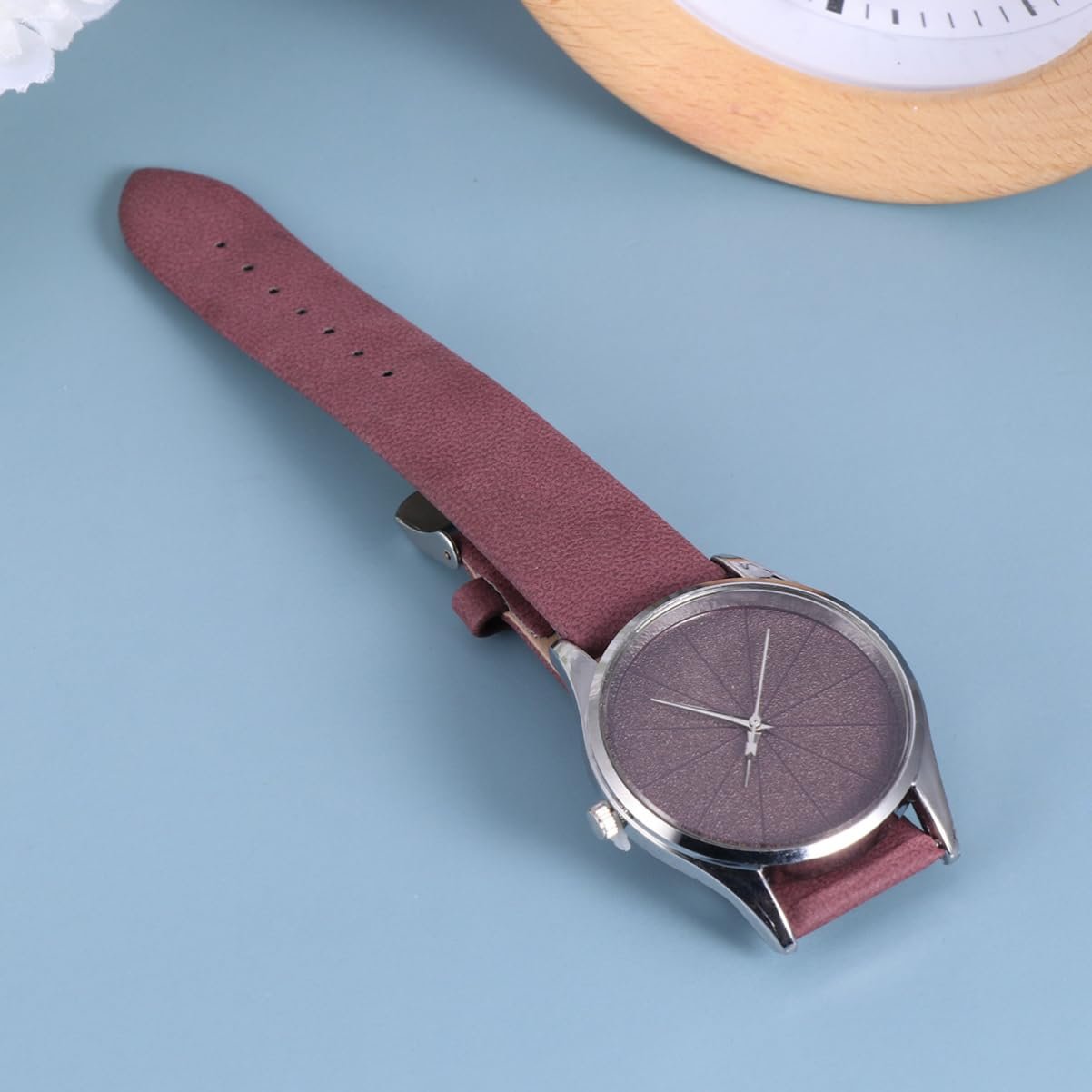 Жіночий годинник PartyKindom Кварцовий з тонким шкіряним ремінцем Червоний, фото №6