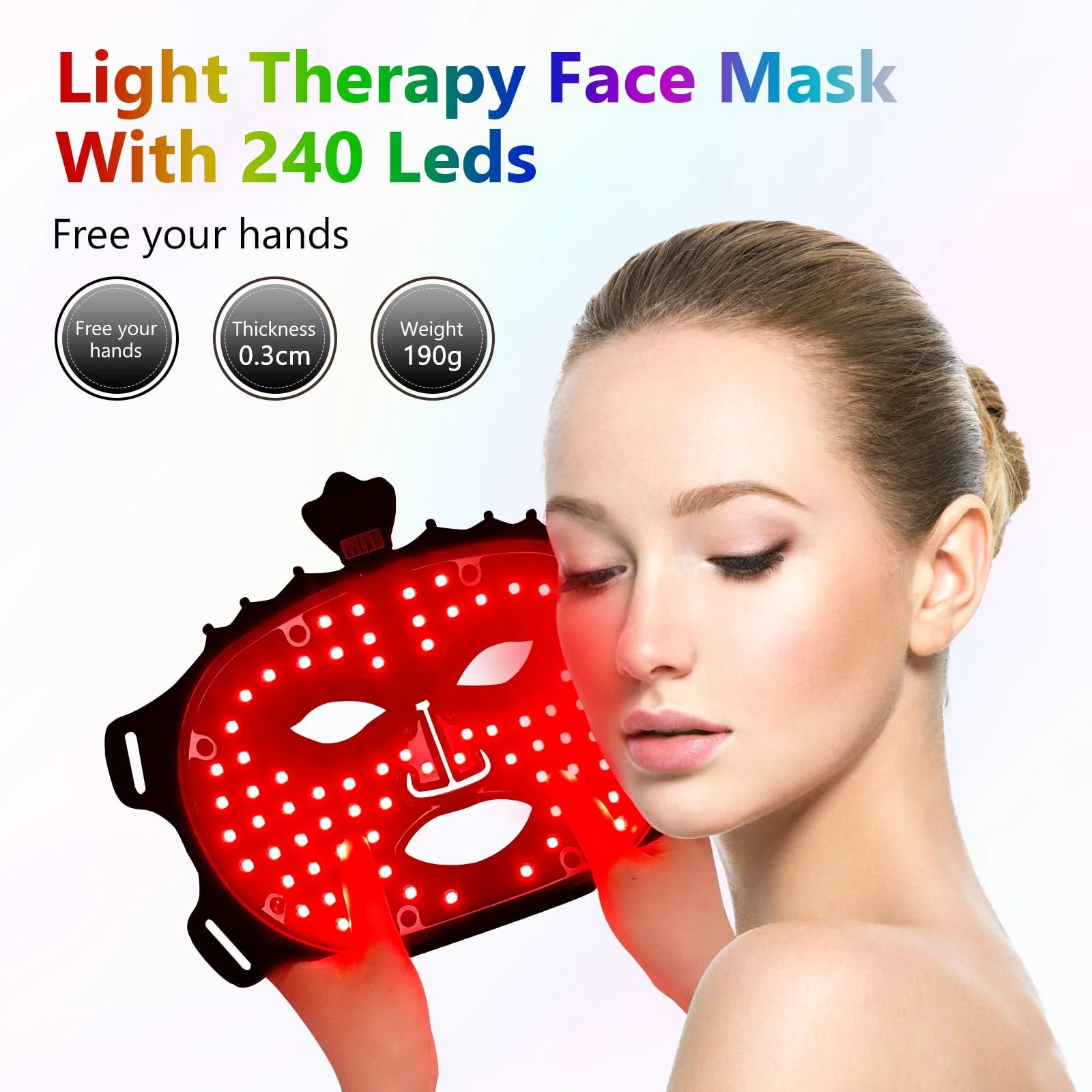 LED Маска для лица USUIELIGHT с красной лампой, 7 цветов LED светотерапии для лица и кожи, фото №8