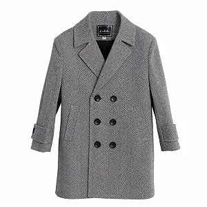 Переходная Куртка для Мальчиков Хлопковая Толстая Куртка в Клетку с Отложным Воротником Двубортная Куртка Одежда - Фото 1