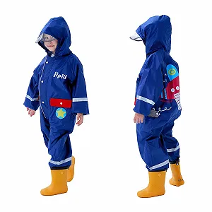 Дитячий дощовик Domueay Суцільний дощовий костюм з капюшоном для хлопчиків Водонепроникний - Фото 1