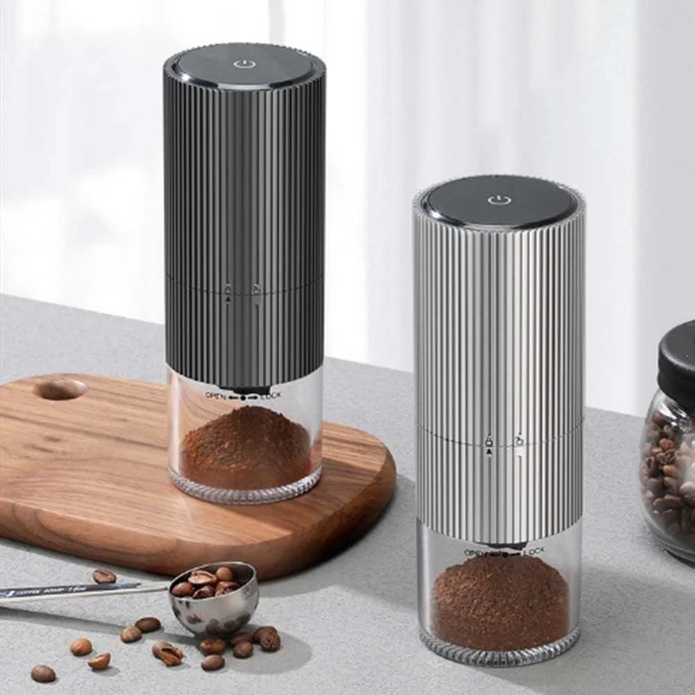 Электрическая кофемолка USB Espresso Регулируемая Нержавеющая сталь Портативная Прозрачная рабочая камера Функция автоматической остановки Черный, фото №4