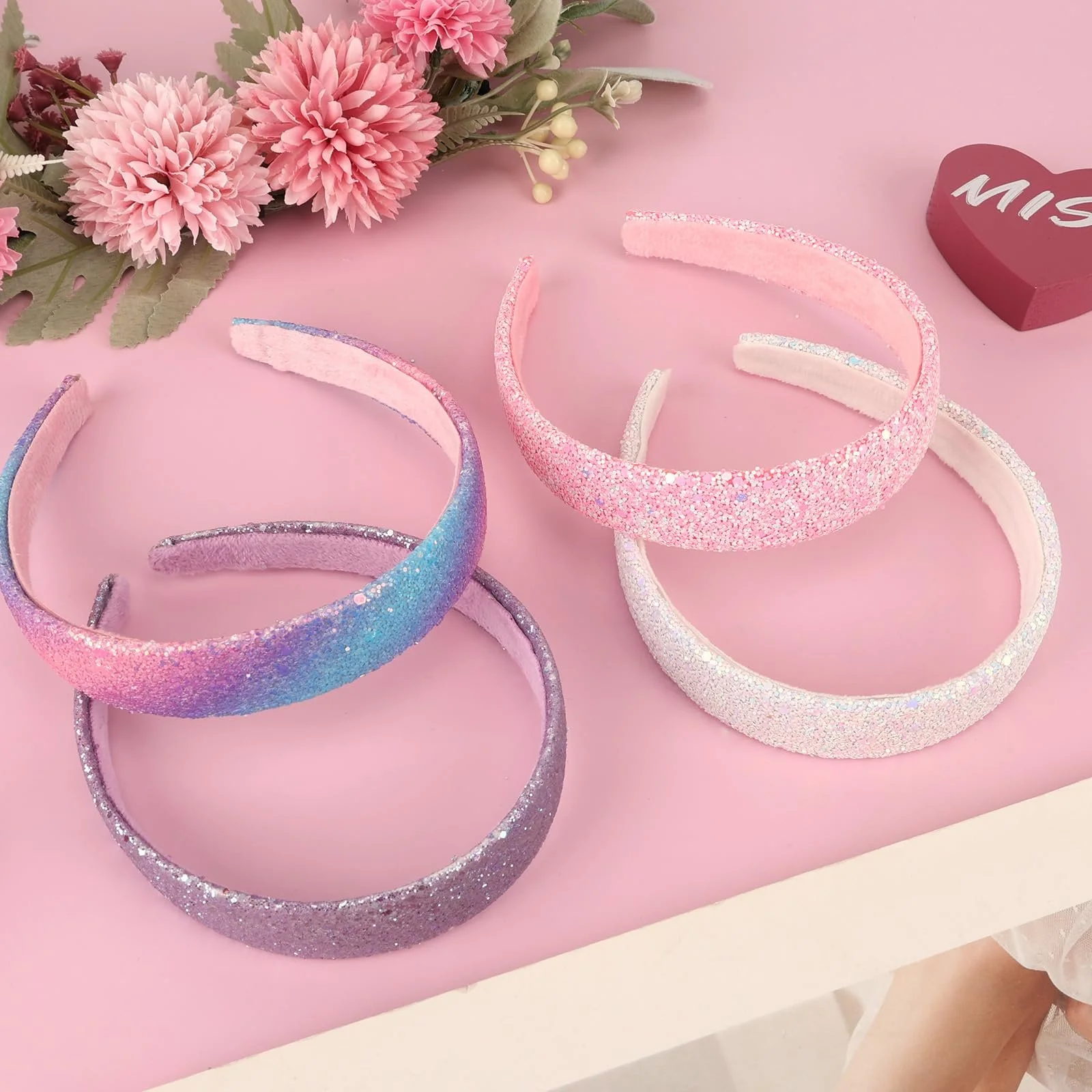 Набір блискучих обручів для волосся для дівчат (4 шт.), фото №3