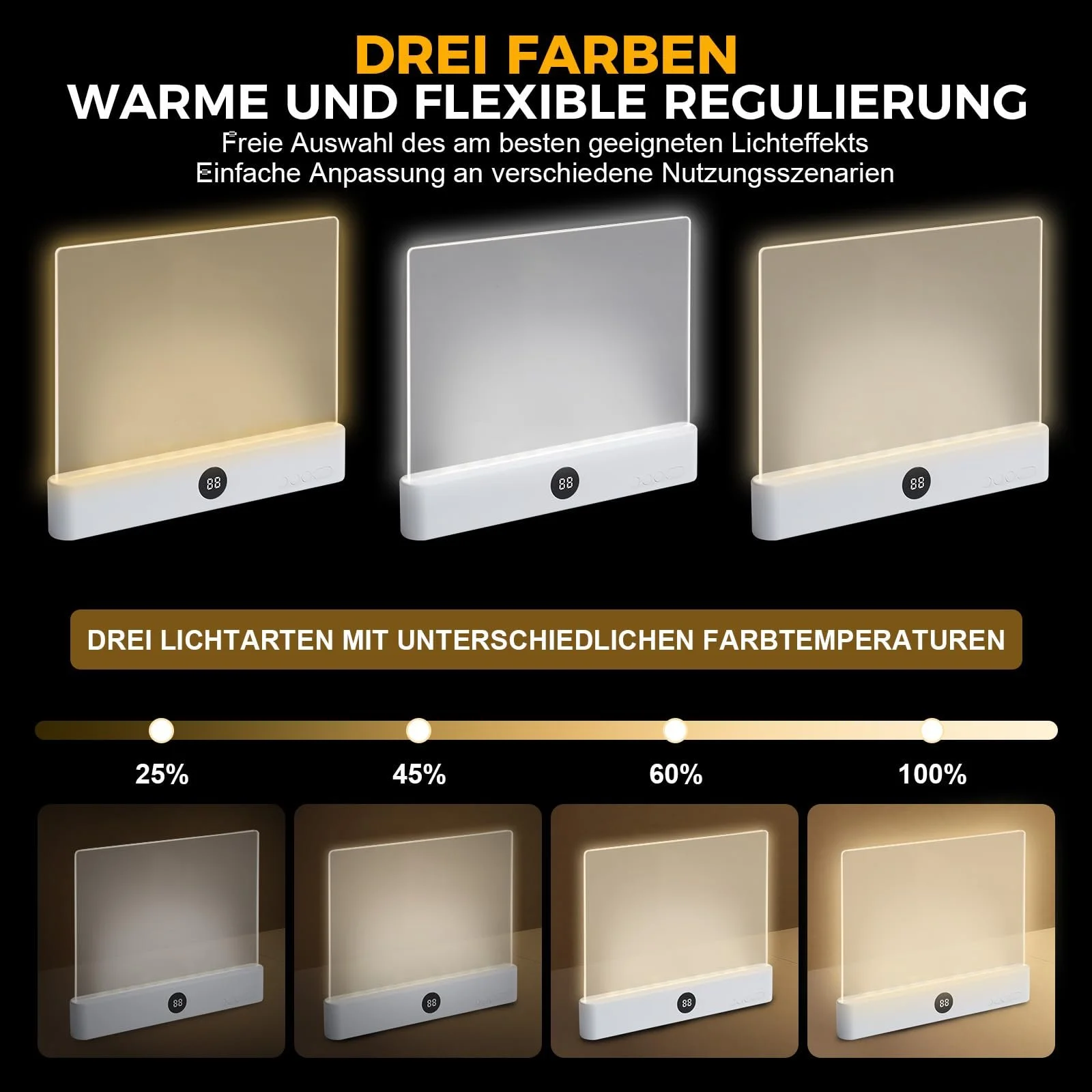 Лампа для книг LED портативна пласка 3 кольори світла таймер акумуляторна USB Біла, фото №3