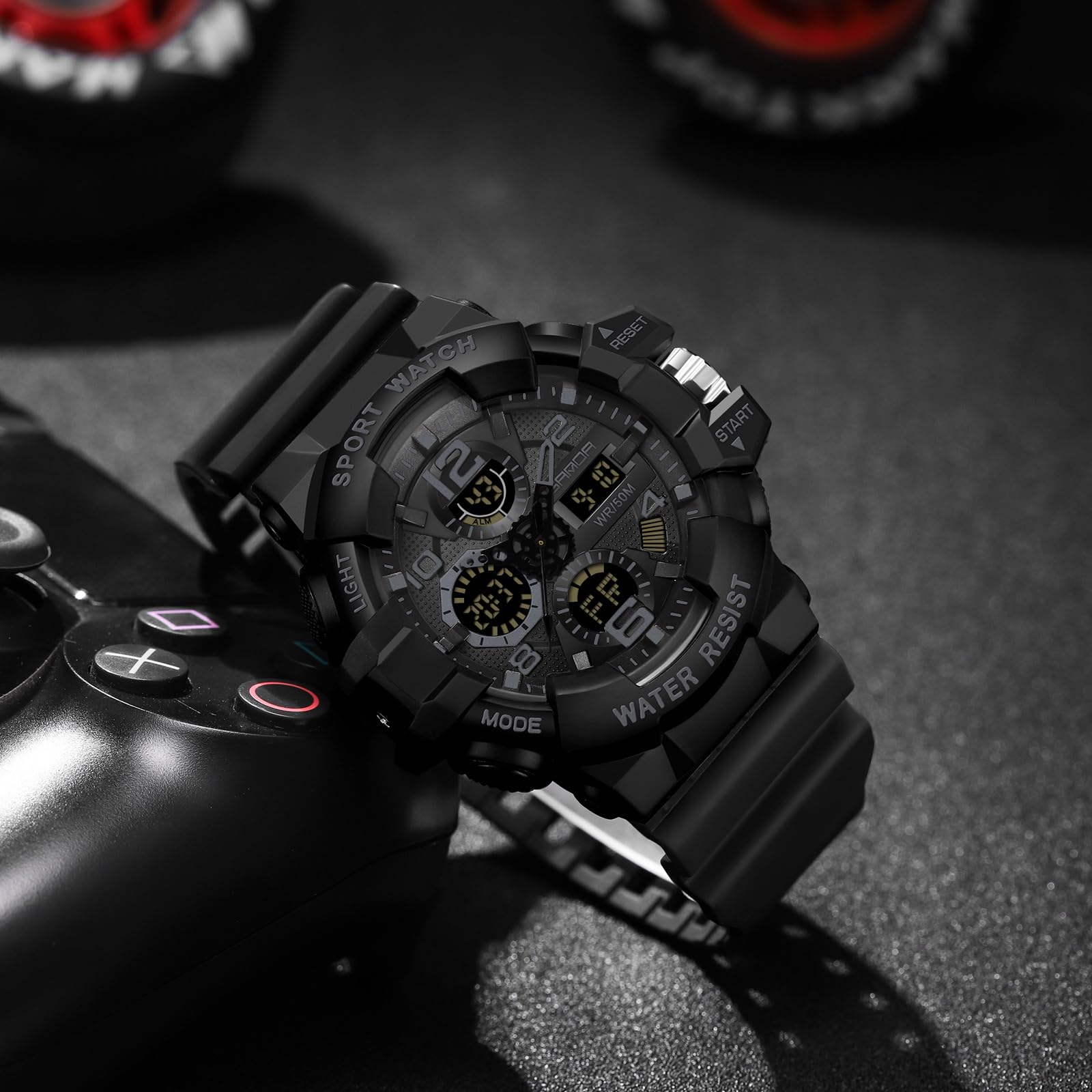 Чоловічий Цифровий Годинник findtime Аналоговий Цифровий Будильник Хронограф Великий Водонепроникний Спорт Силіконовий Ремінець, фото №2