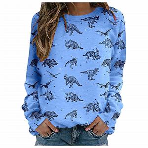 Свитшот Женский Niedliche Dinosaurier Динозавр Осенний Workou Свободного кроя Графический Модный Готический 2025 Комфортный - Фото 1