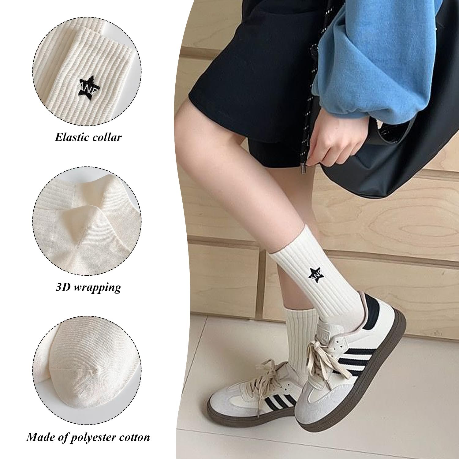 Шкарпетки Повсякденні Чорно-Білі Смугасті, 5 пар, фото №3