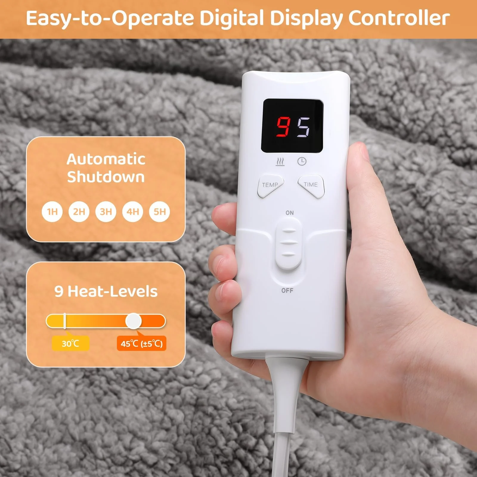 Електрична ковдра TLGREEN 130 x 180 см, колір не вказано, фото №5 Електрична ковдра TLGREEN 130 x 180 см, колір не вказано, фото №5