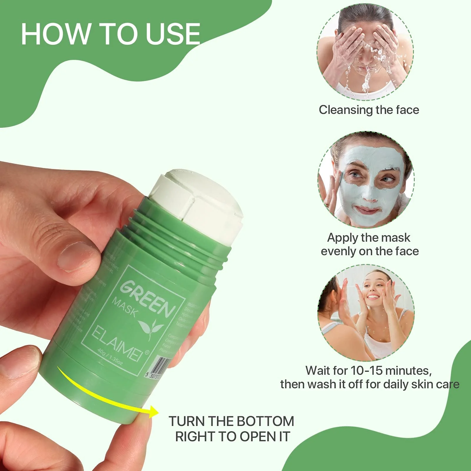 Маска для обличчя Green Mask Clay Stick, 2 шт, для глибокого очищення, фото №6