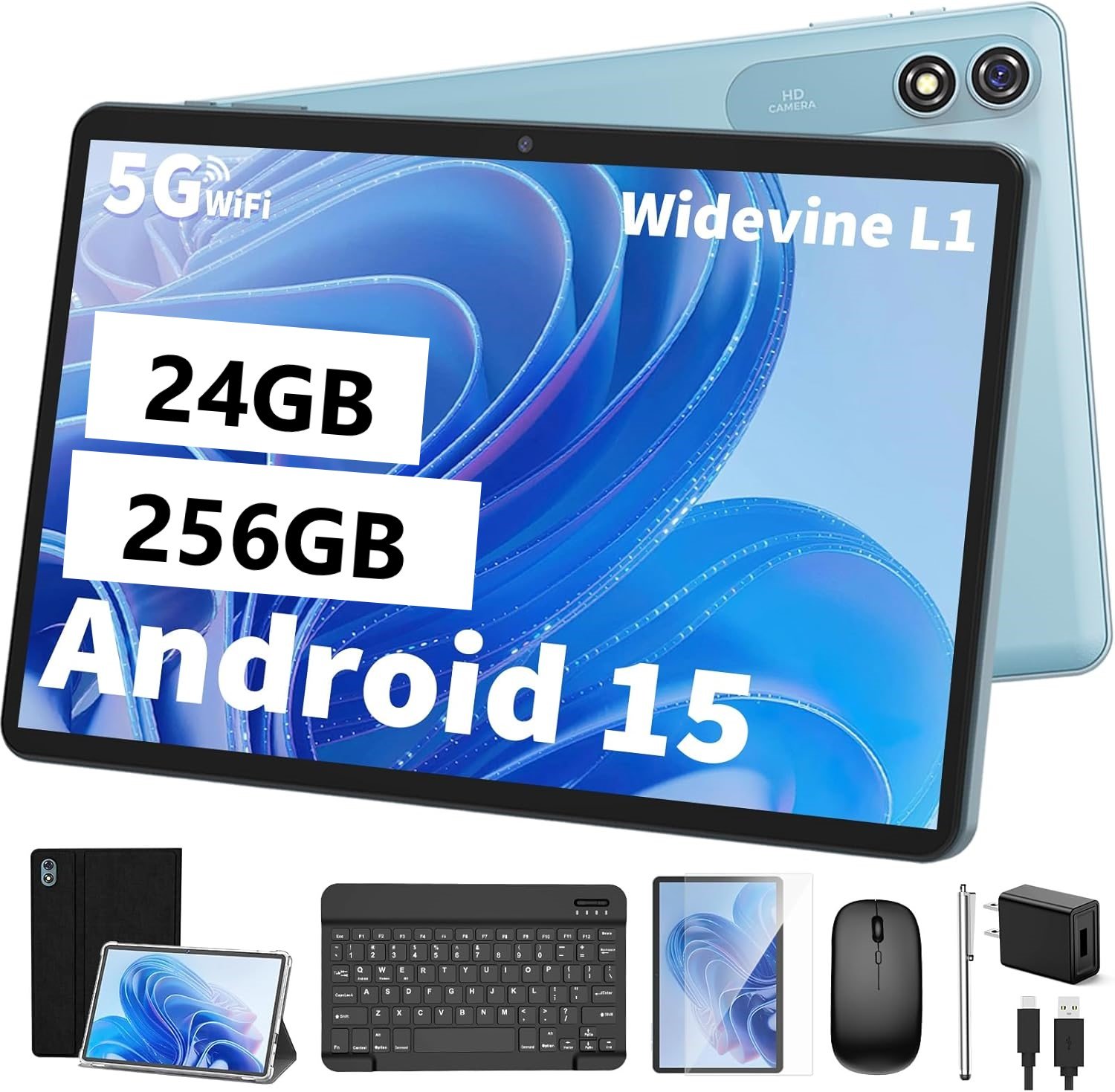 Планшет 10.1" QDDQ T901 6+18/256Gb 8 ядер Android 15 8000 mAh Blue, фото №1