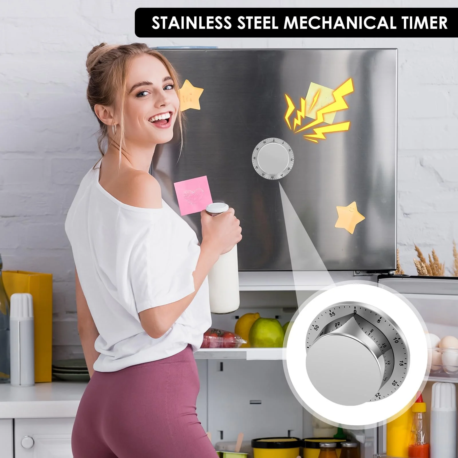 Кухонный таймер механический Magnetic 1-60 минут нержавеющая сталь 1 шт., фото №5