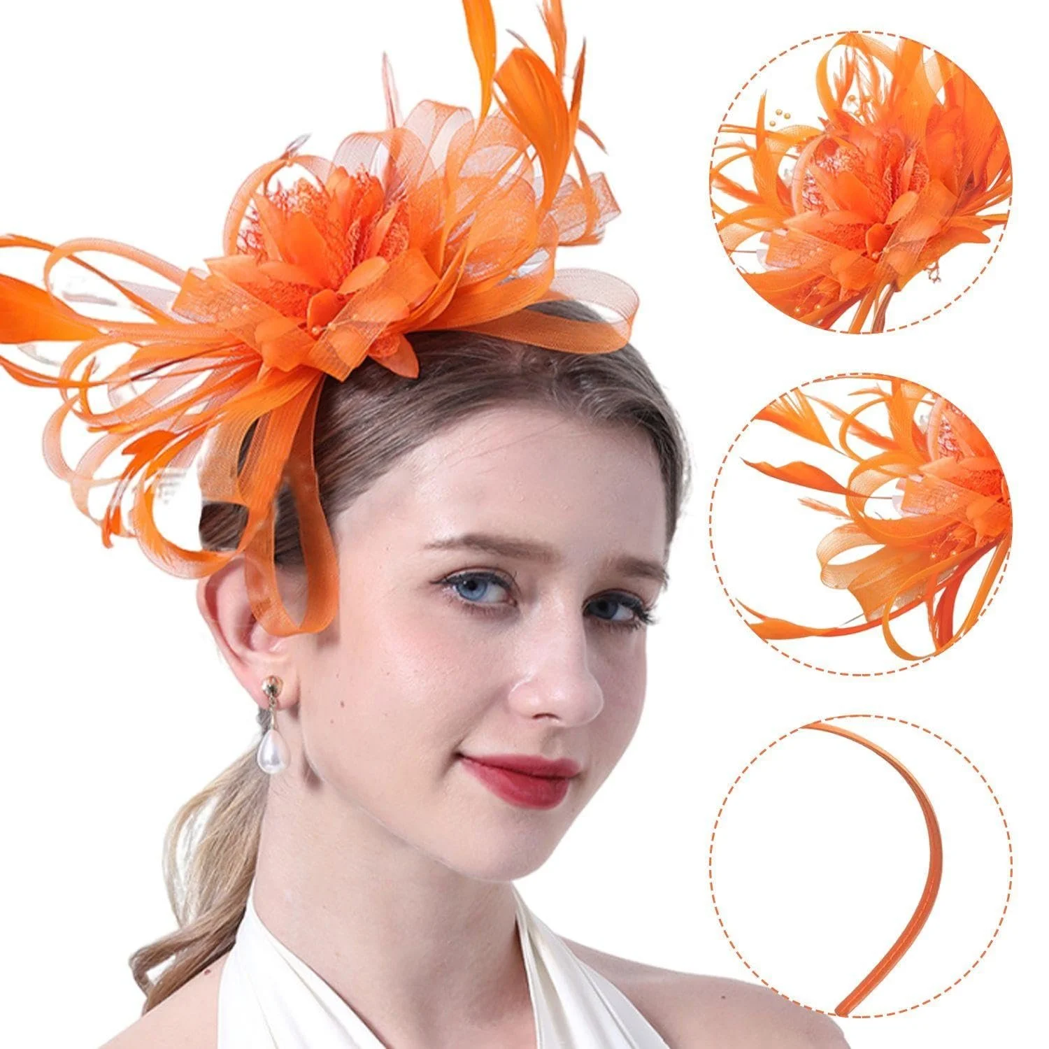 Обруч пір'яний Помаранчевий, фото №3