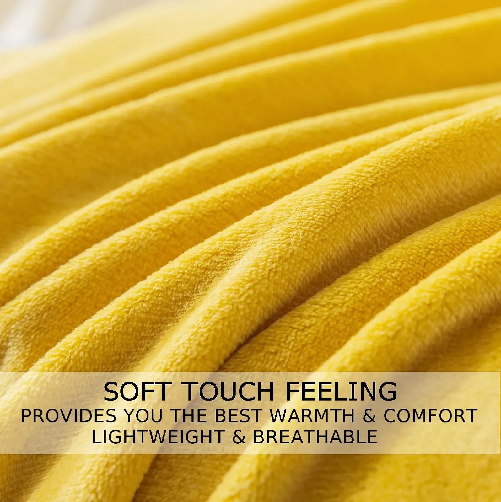 Покривало HOZY Cuddly Fluffy Fleece, 220 x 240 см, Жовта, XXL, фото №8