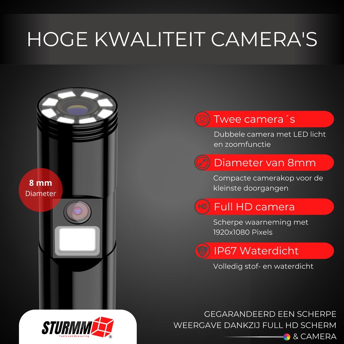 Видеоэндоскоп STURMM ST-IC401 / 5" / Full HD / 10м / Влагозащита IP67 / Black, фото №5