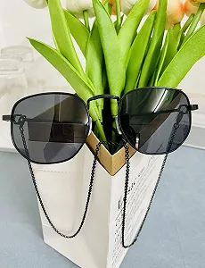 Сонцезахисні окуляри Lanlang для чоловіків і жінок з ланцюжком, незвичайна металева оправа, модний дизайн, захист від УФ-променів synthetic.ua - Фото 1