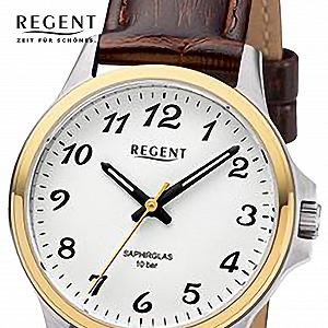 Женские аналоговые часы REGENT URF1457 Кожаный ремешок Коричневый, Серебряный, золото-белый synthetic.ua - Фото 1
