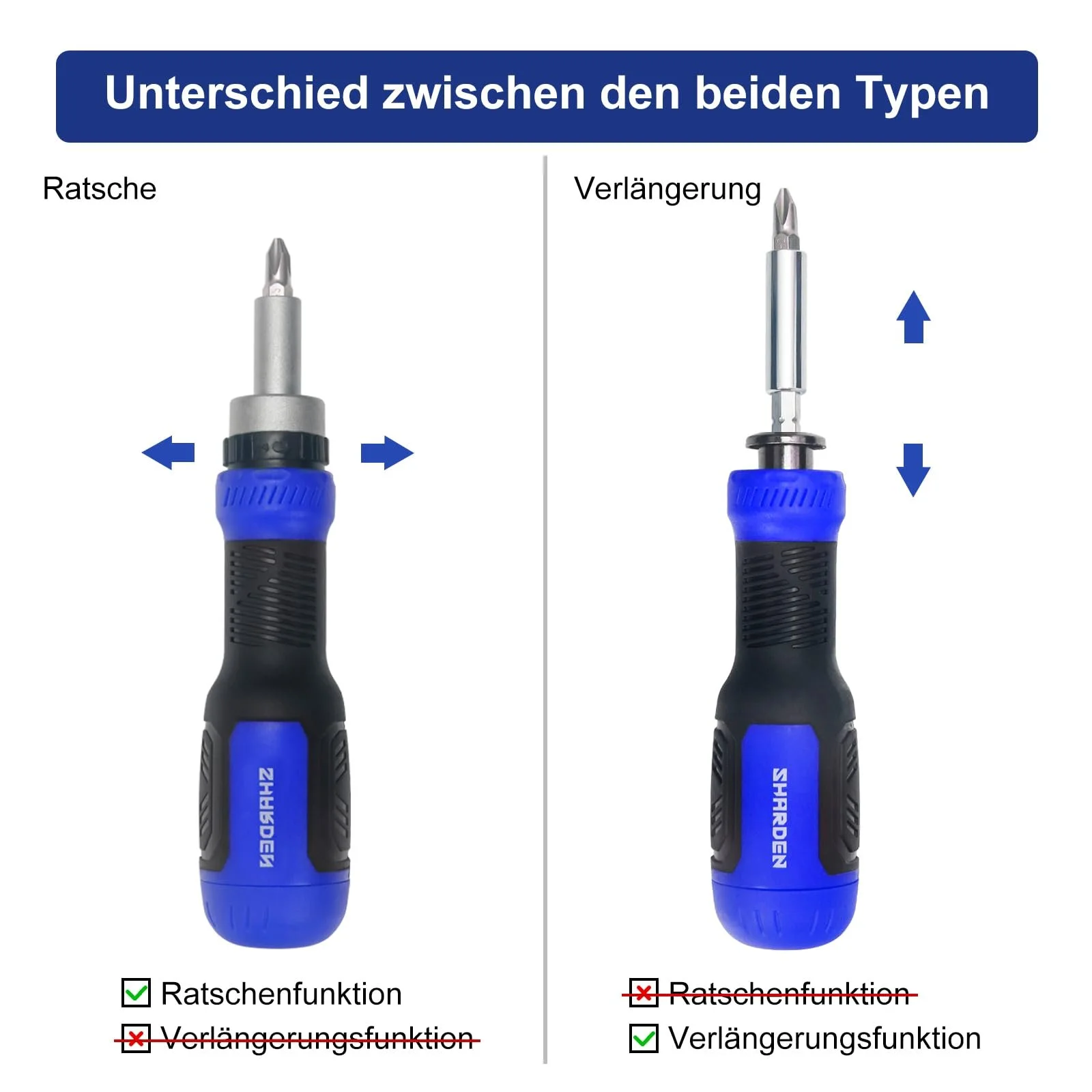 Викрутка з тріскачкою SHARDEN 13-в-1 Torx Slotted Phillips Hexagonal Pozidriv 1/4 дюйма Nut Wrench, фото №9