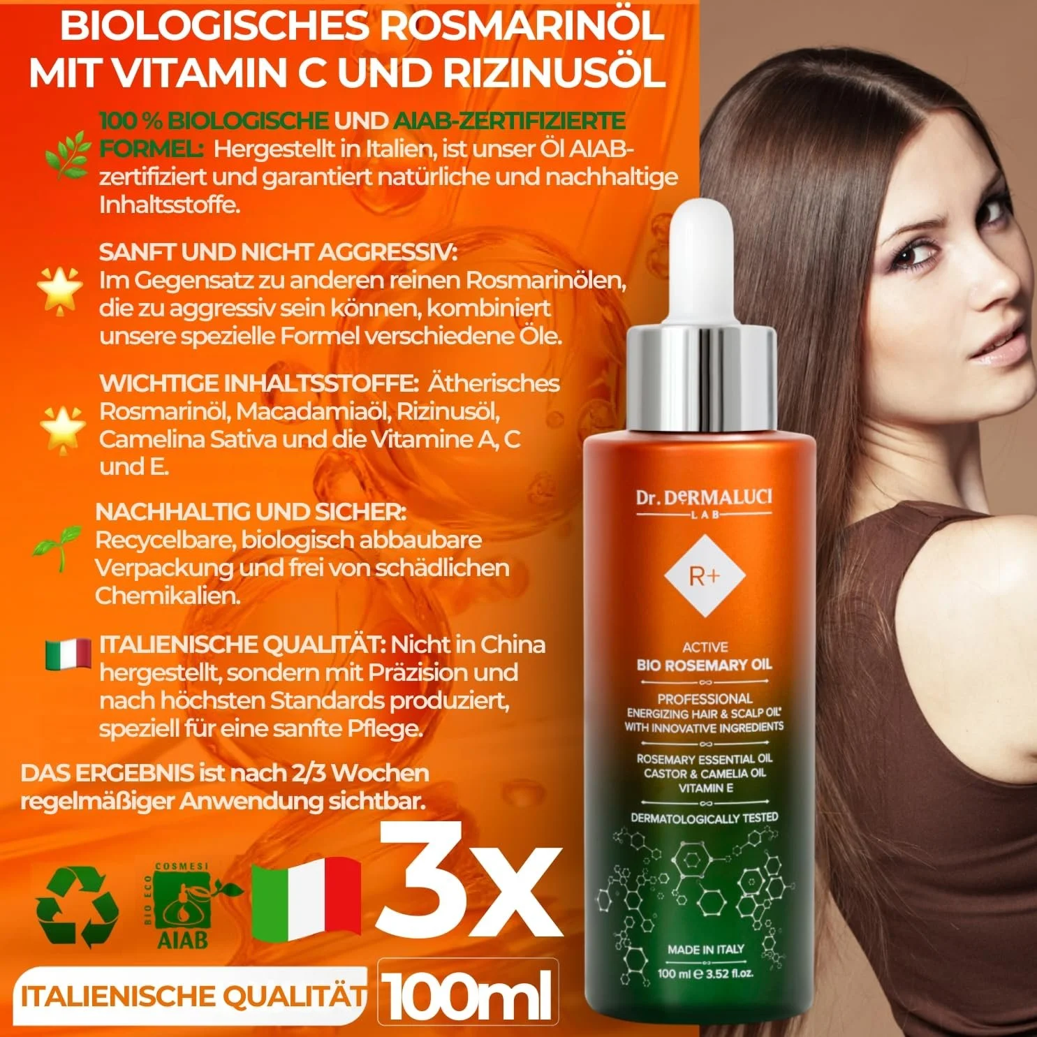 Олія для волосся Розмаринова з касторовою олією холодного віджиму 100 мл, фото №2