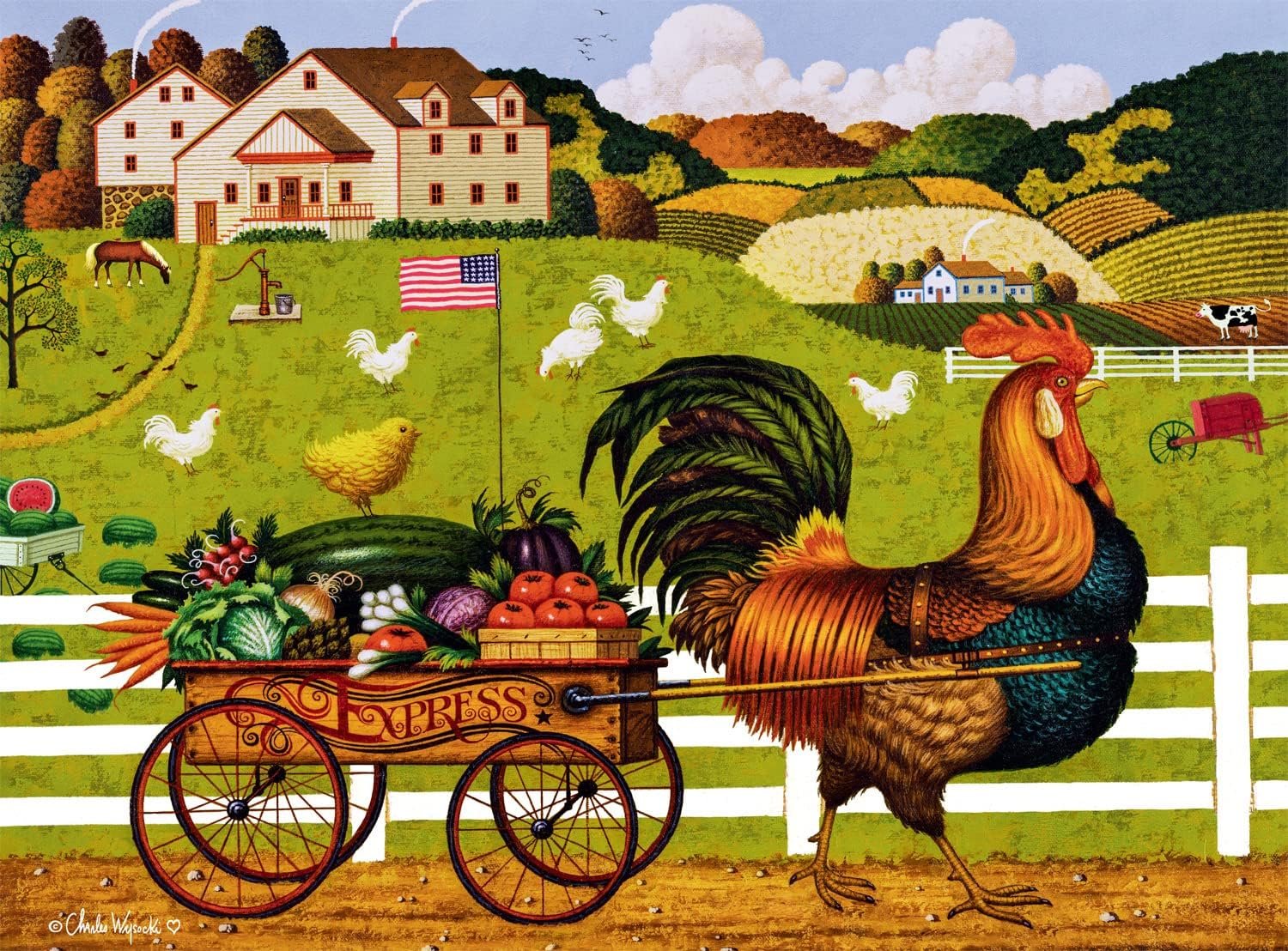 Пазл Buffalo Games Charles Wysocki Rooster Express 1000 деталей, фото №2 Пазл Buffalo Games Charles Wysocki Rooster Express 1000 деталей, фото №2