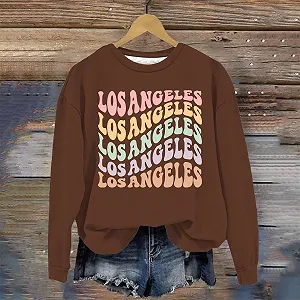 Женский Свитшот с принтом Los Angeles, круглый вырез, женские свитшоты и худи, топ с калифорнийской графикой, повседневный, большой размер, осенняя одежда, колледж, Y2K, однотонный synthetic.ua - Фото 1