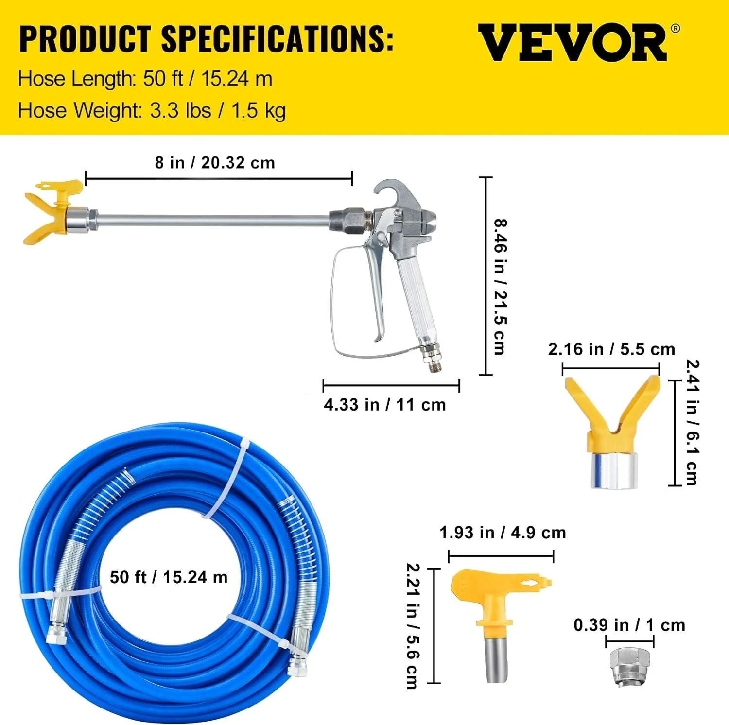 Комплект шланга для распыления краски VEVOR TAPJ818 / 15 м / Silver, фото №8 Комплект шланга для распыления краски VEVOR TAPJ818 / 15 м / Silver, фото №8