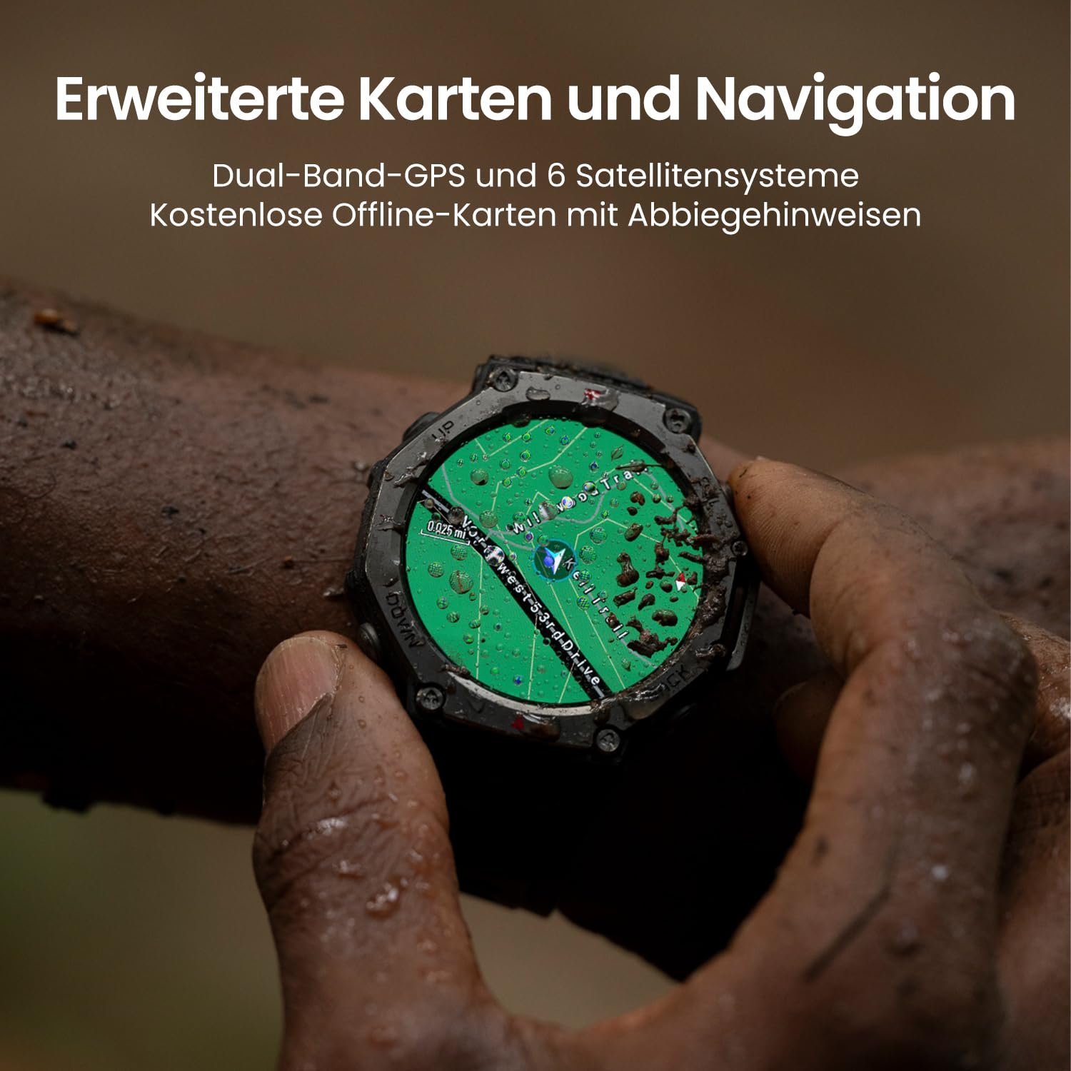 Смарт-годинник Outdoor Amazfit T-Rex 3 48 мм AMOLED, Offline Karten und Navigation, 6 Satellitensysteme Dual Band GPS, 27 днів роботи від акумулятора, NFC, 170 Plus Sportmodus, 45 м Freitauchen, фото №8