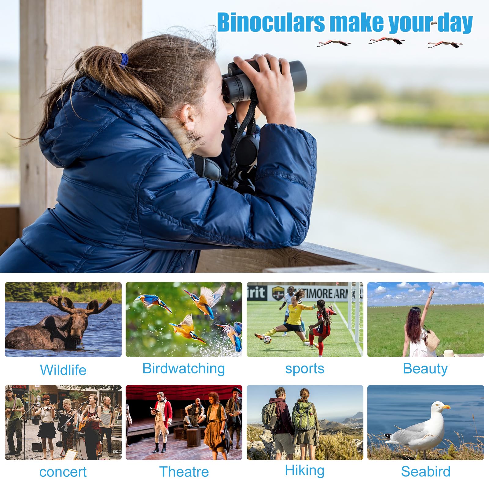 Бинокли BAK4-Prism FMC Lens Компактные 20x50 HD Водонепроницаемые Черный, фото №6