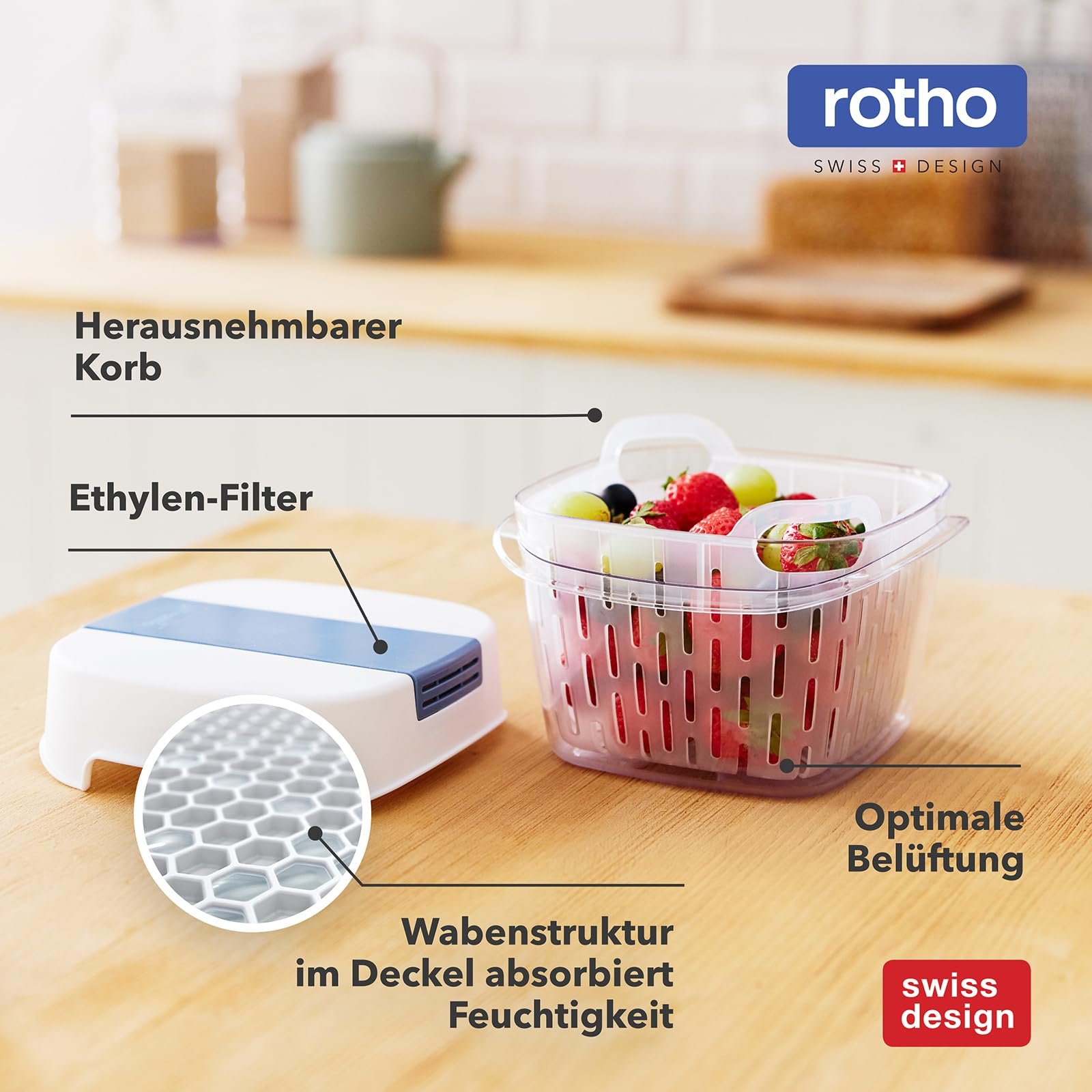 Ємність для зберігання Rotho Dynamic Box 1.6 л з 4 змінними фільтрами 15.5 x 15.5 x 12.3 см Білий, фото №4