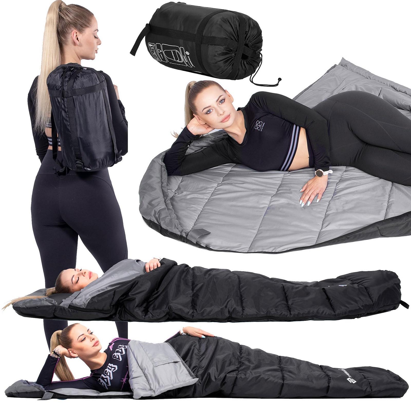 Спальный мешок SPRINGOS Mummy 220 x 80 см, черный-серый, фото №4