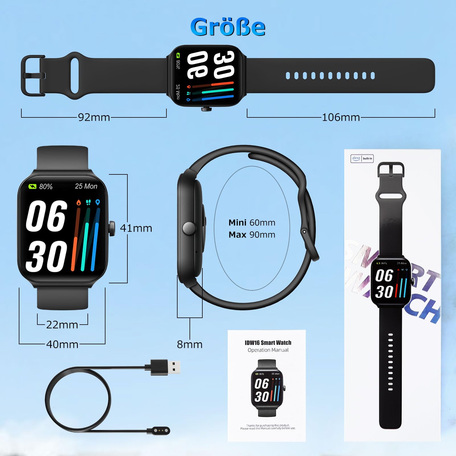 Смарт-часы 1.95" Pedometer Серия "Фитнес-Часы" для мужчин и женщин с датчиком сердечного ритма для iOS и Android, фото №5