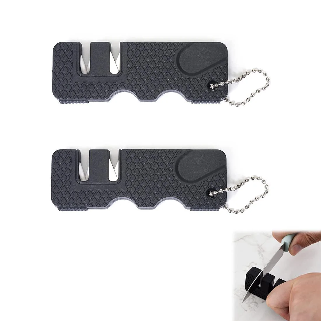 Точилка для ножей ручная Tomedeks 2 штуки компактная для грубой и тонкой заточки, фото №7