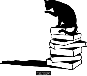 Наклейка на стіну Clickan Dprint Cat On Books Adhesive Vinyl PVC - Фото 1