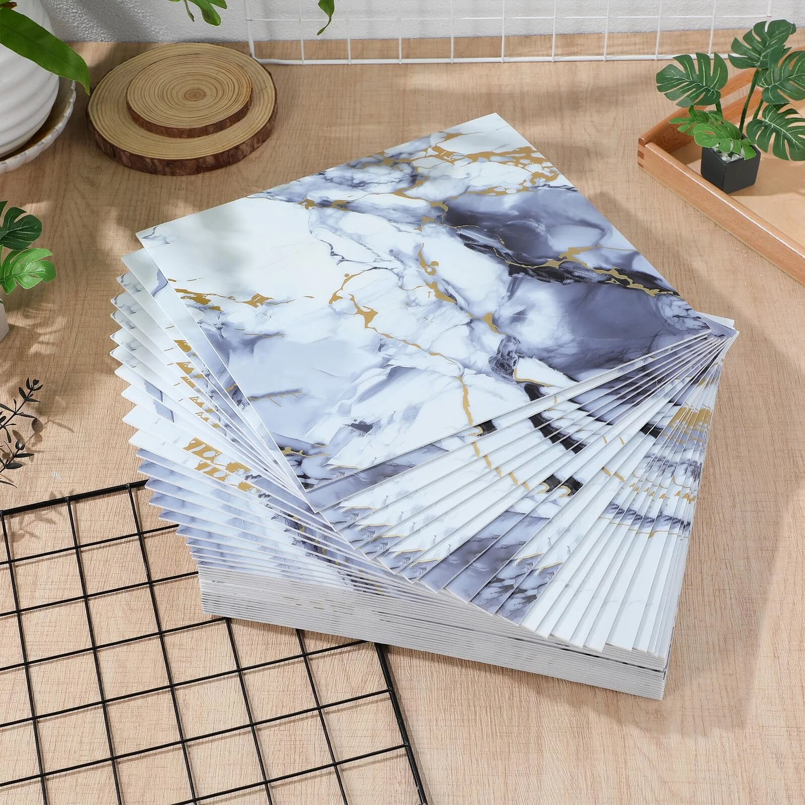 Наклейка на стіну LIFKOME Набір 40 шт Мармурова плитка ПВХ, фото №9