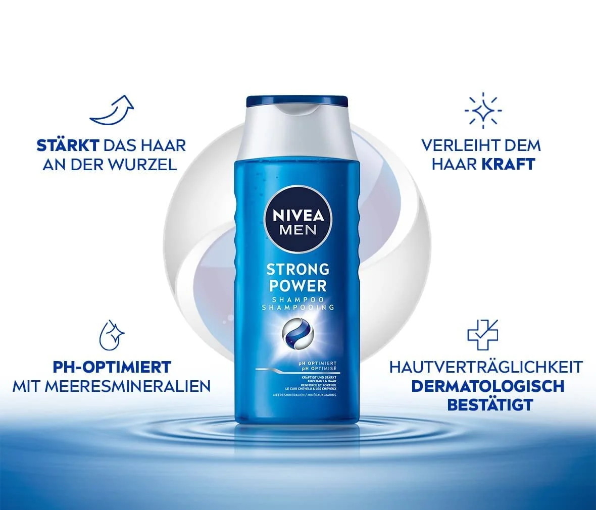 Шампунь NIVEA MEN Strong Power для зміцнення волосся з морськими мінералами, 250 мл, фото №2 Шампунь NIVEA MEN Strong Power для зміцнення волосся з морськими мінералами, 250 мл, фото №2