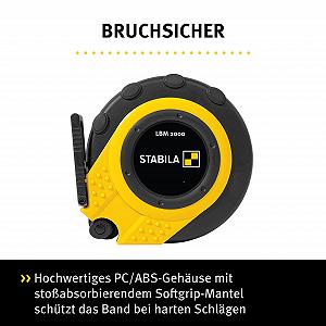 Рулетка Stabila Capsule LBM 2000 Скловолокно 20 м Чорний/Жовтий synthetic.ua - Фото 1