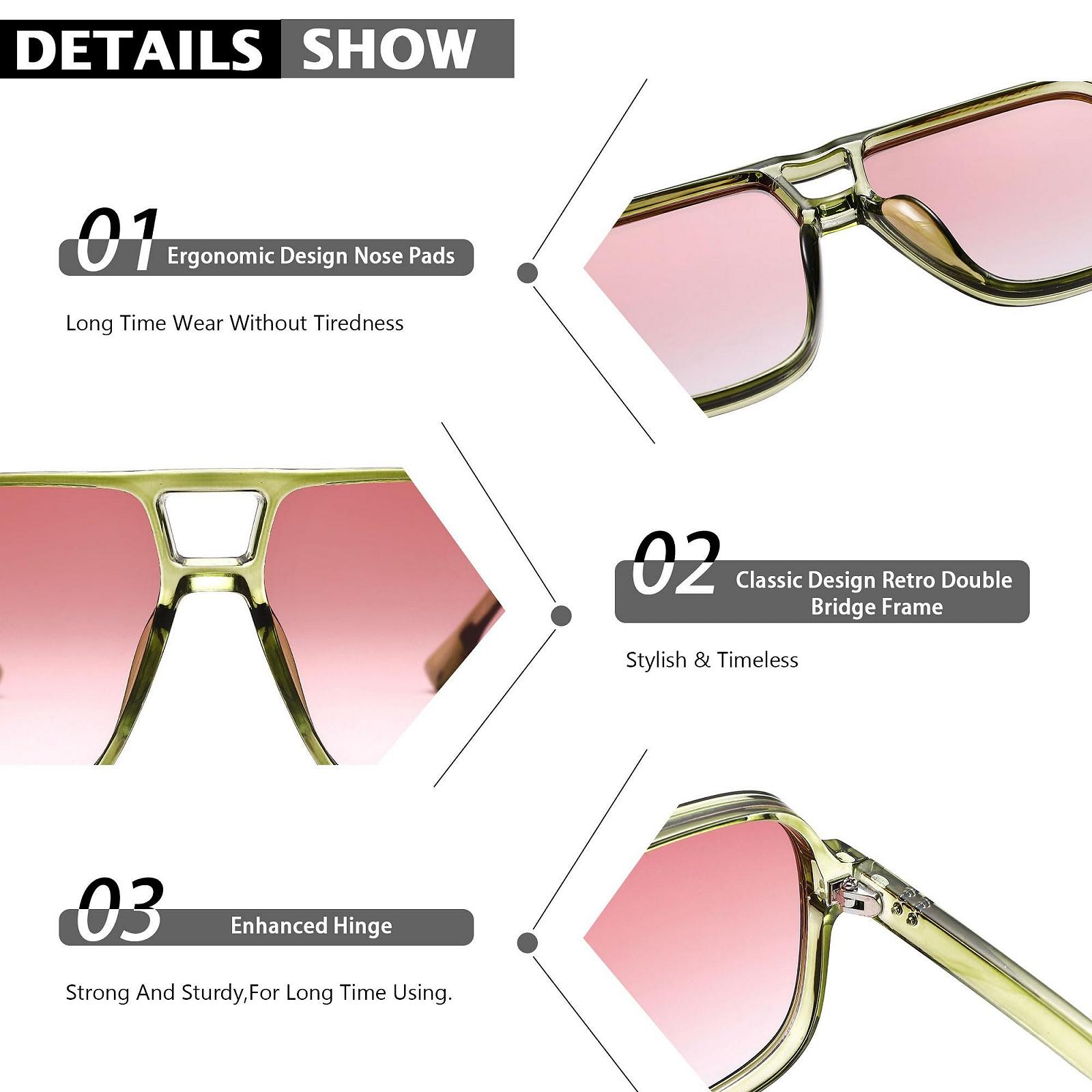 Сонцезахисні окуляри Retro COASION Прямокутні Vintage 70-х UV400 Захист Подвійна оправа, фото №4 Сонцезахисні окуляри Retro COASION Прямокутні Vintage 70-х UV400 Захист Подвійна оправа, фото №4