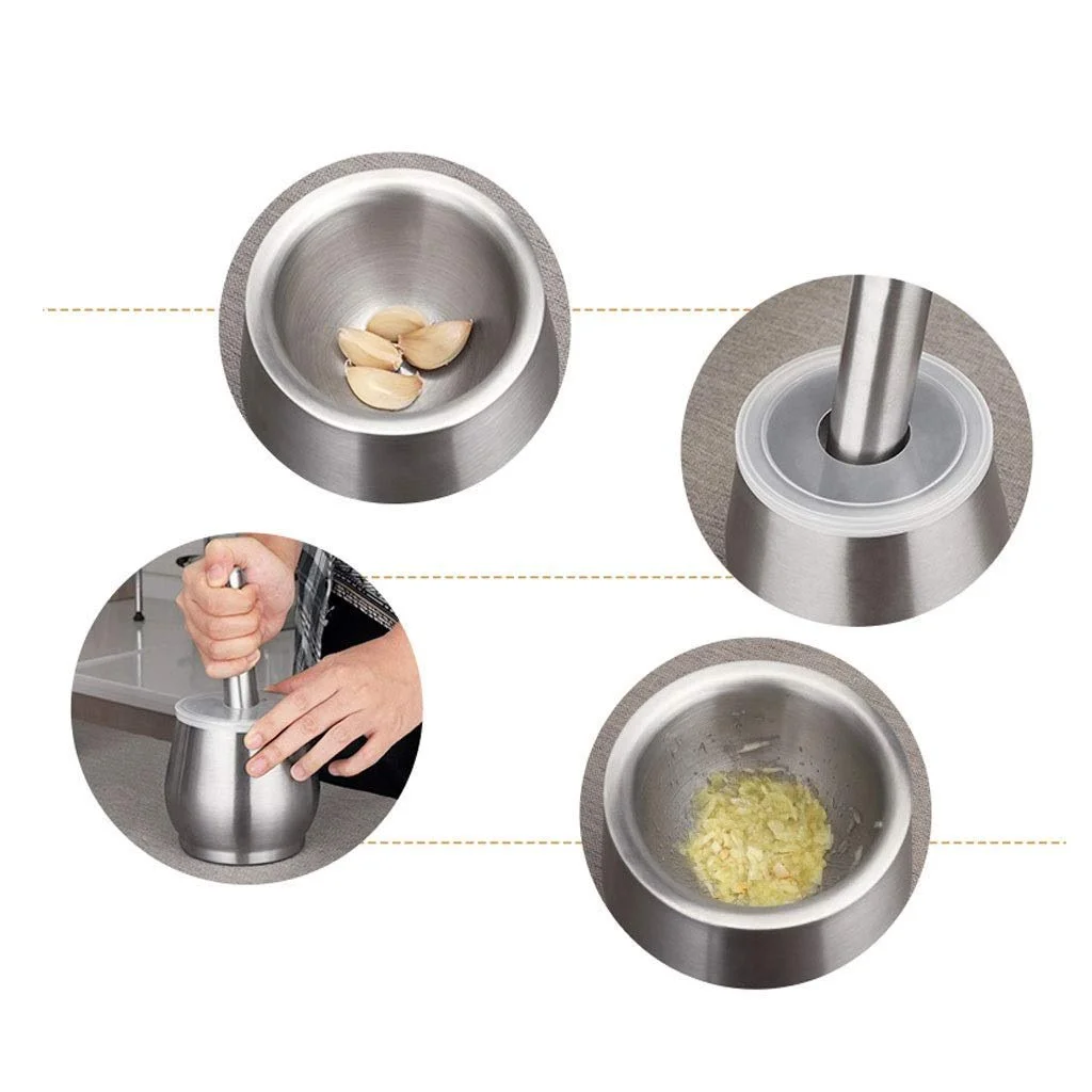 Ступка з товкачем,  з нержавіючої сталі, фото №8
