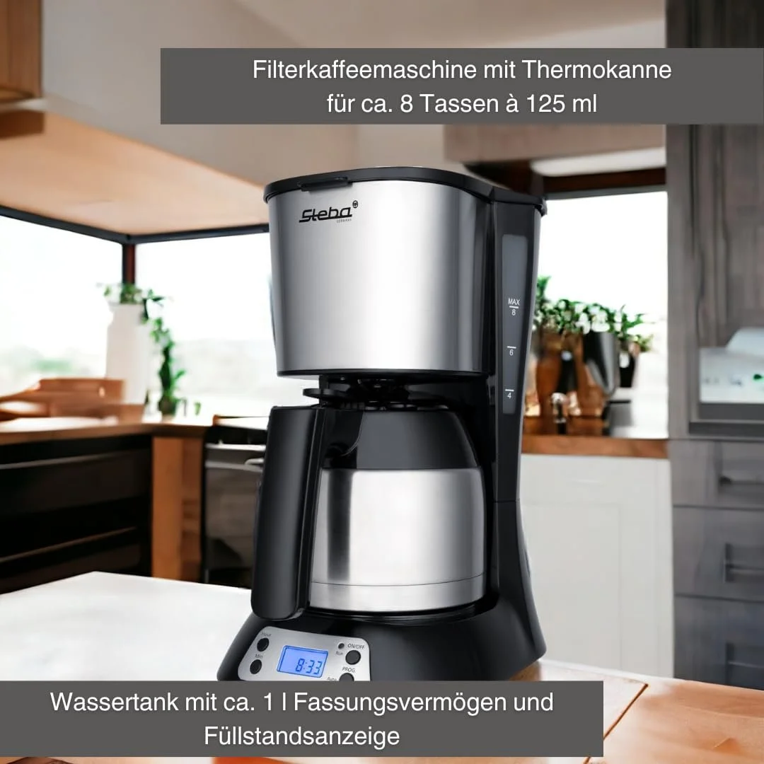 Капельная кофеварка Steba KM F3 Thermo 1 л 8 чашек 900 Вт, фото №3