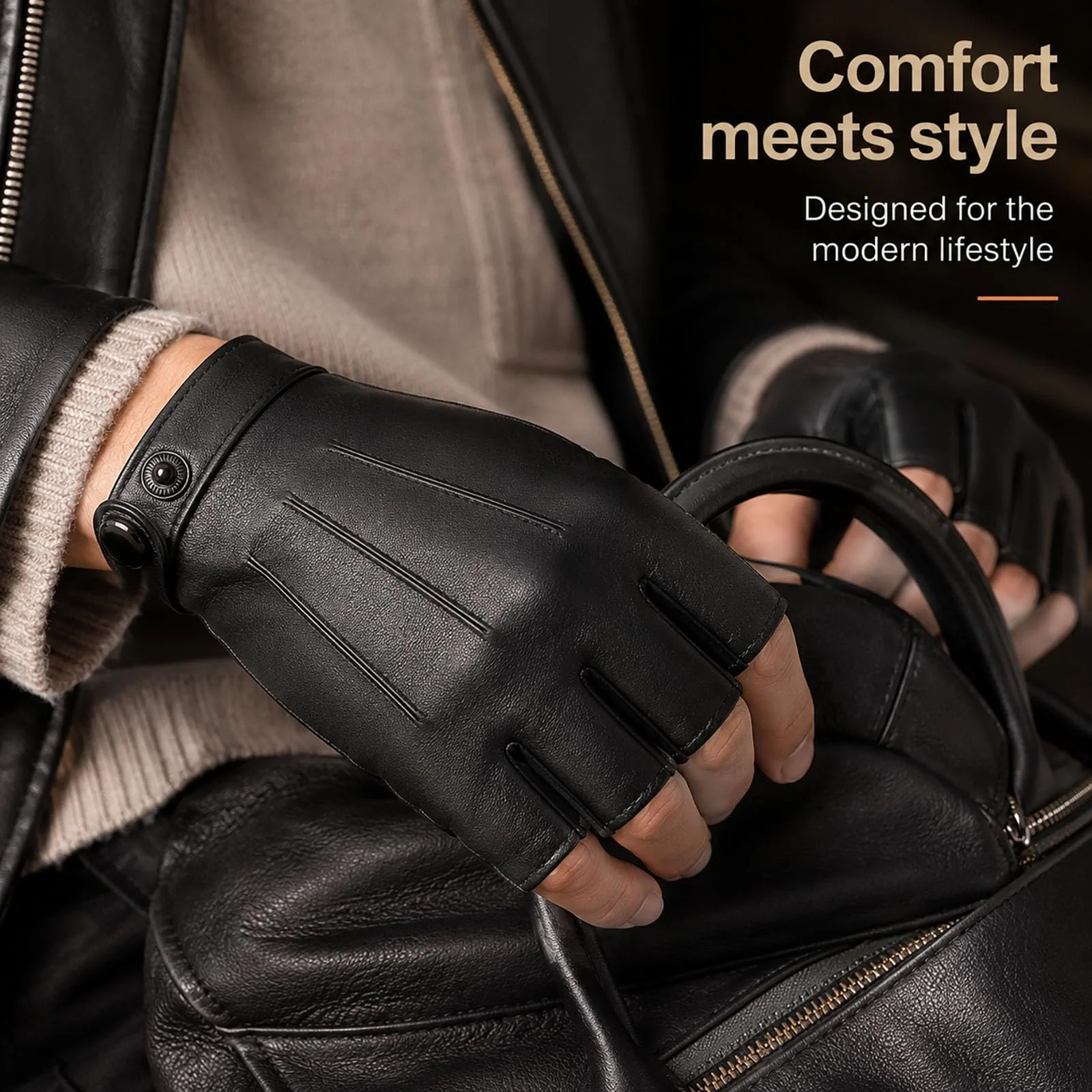 Рукавички без пальців PU Leather Чоловічі та жіночі, фото №5 Рукавички без пальців PU Leather Чоловічі та жіночі, фото №5