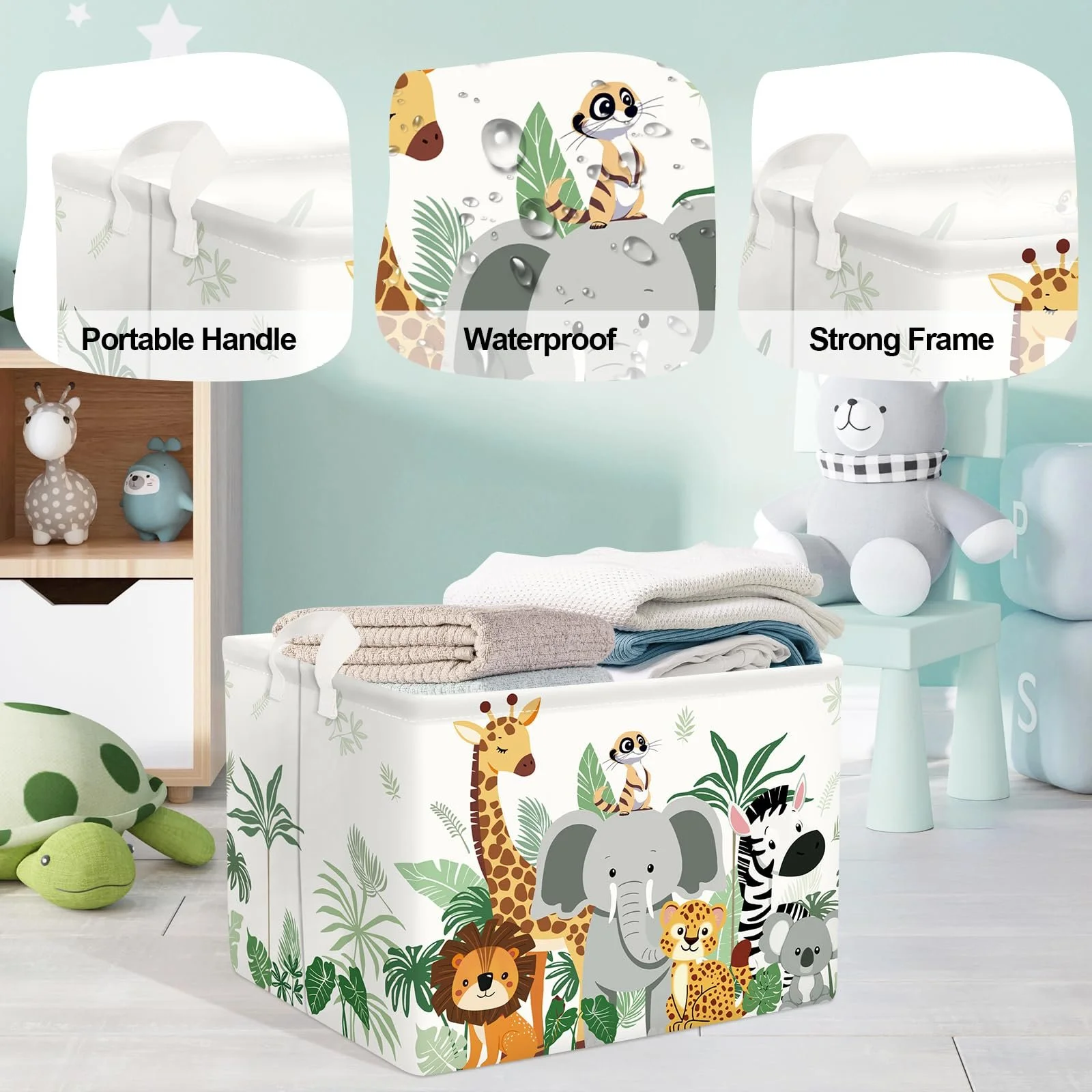 Корзина для игрушек HUUMONSS Tropical Animals для детей, складная, для мальчиков и девочек, 36 л, фото №4 Корзина для игрушек HUUMONSS Tropical Animals для детей, складная, для мальчиков и девочек, 36 л, фото №4