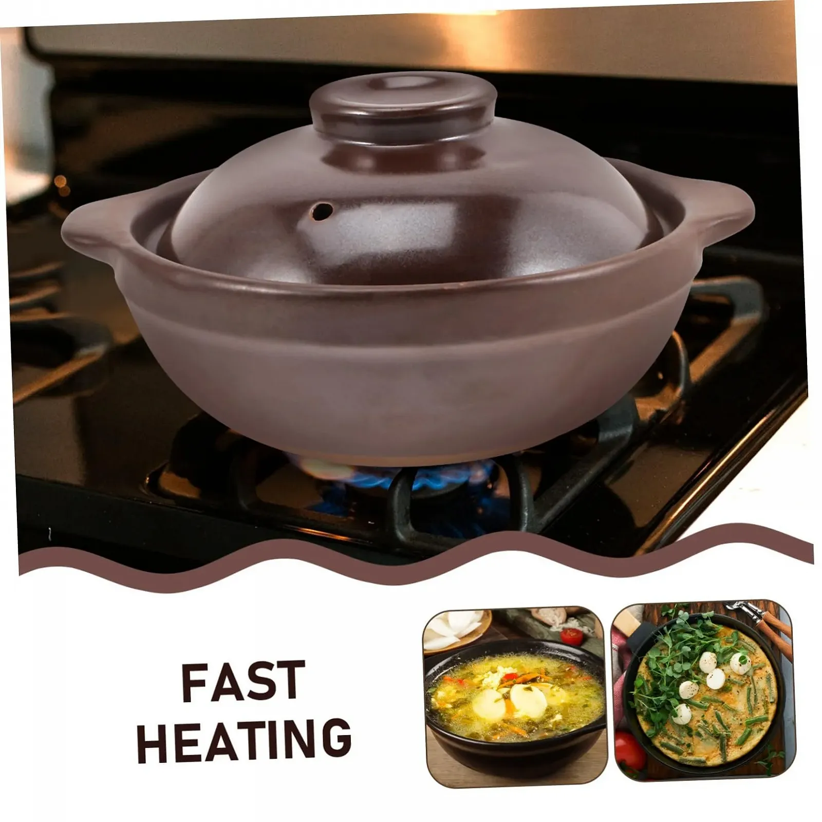 Кастрюля для запекания VALICLUD Керамическая с крышкой Термостойкая, фото №5