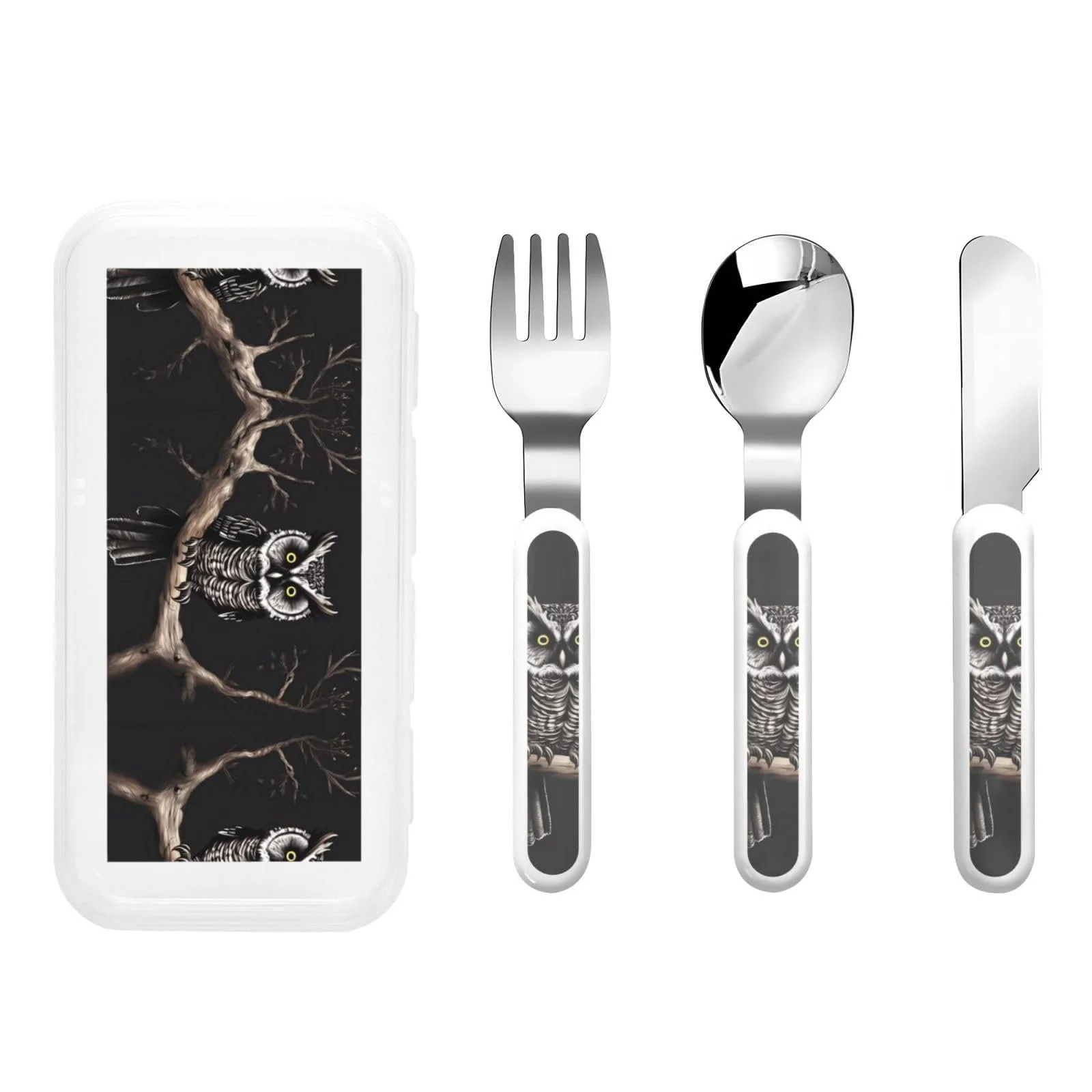 Дитячий набір столових приборів Late Night Owl, 3 предмети, фото №1 Дитячий набір столових приборів Late Night Owl, 3 предмети, фото №1