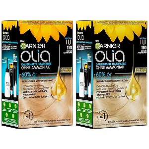 Фарба для волосся Garnier Olia 110 Cool Ash Blonde Permanent без аміаку з живильними натуральними оліями, повне покриття сивини, стійка, 1 шт (упаковка 2) - Фото 1