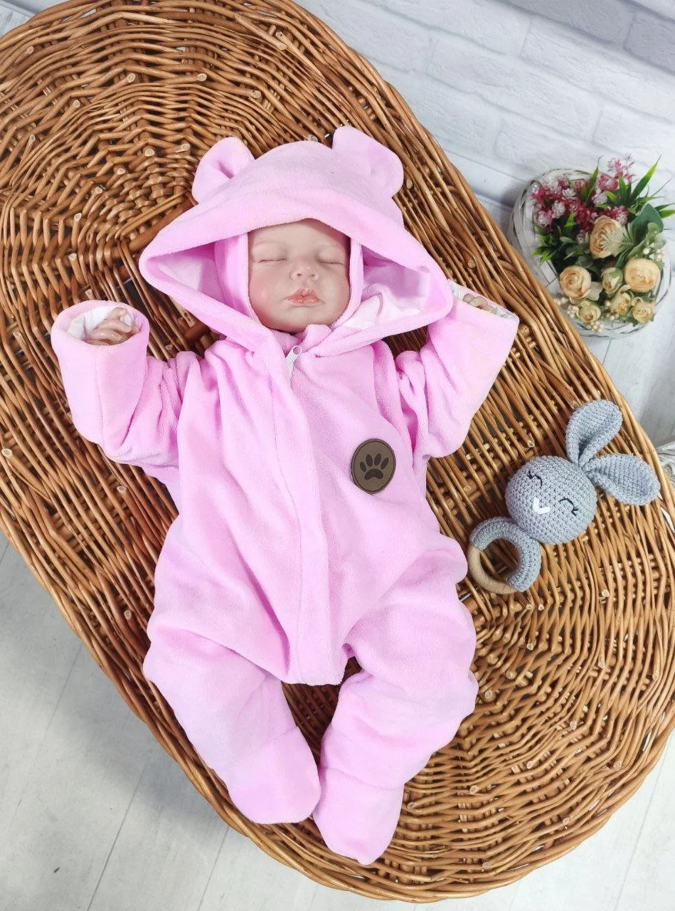 Набор на выписку, демисезонный набор Велюр для новорожденного, весна-осень розовый, фото №3