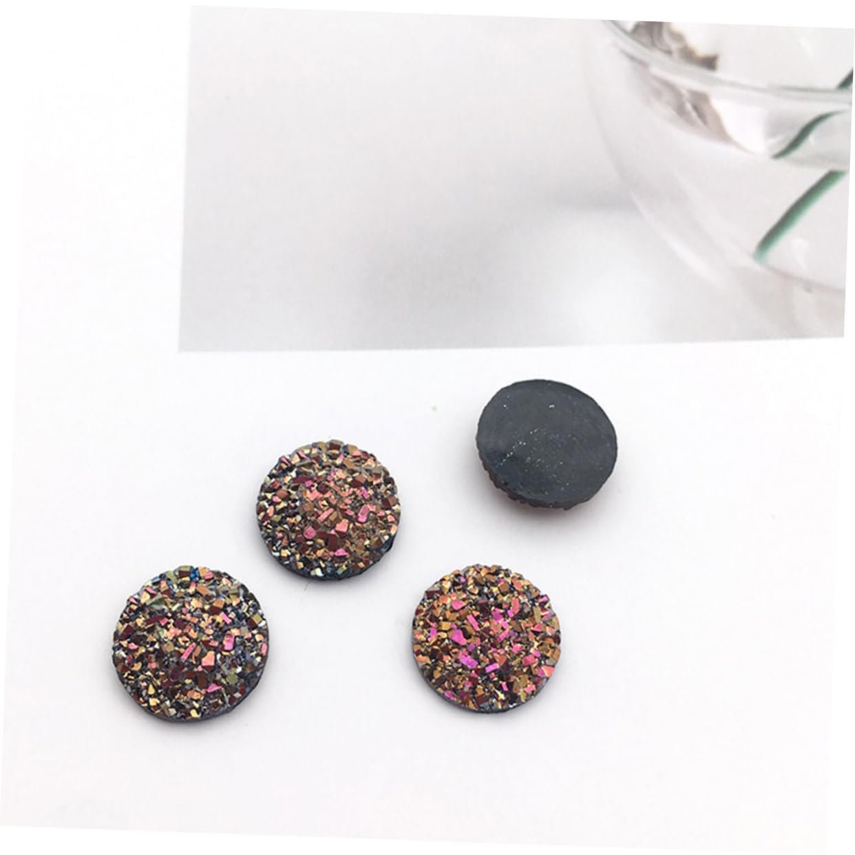 Аксессуары для ювелирных изделий Healvian Стразы Стекло Плоская задняя часть Серьги Декорированные аксессуары Круглые прозрачные Держатель для номера стола Искусственные друзы Кабошоны Смола, фото №5