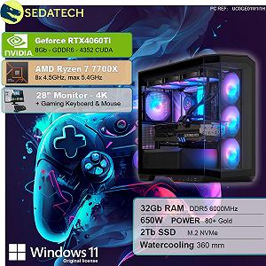 Комплектація Sedatech Gaming ПК AMD Ryzen 7 7700X RTX4060Ti 32GB DDR5 2TB SSD M.2 Windows 11 28 Дюймів synthetic.ua - Фото 1