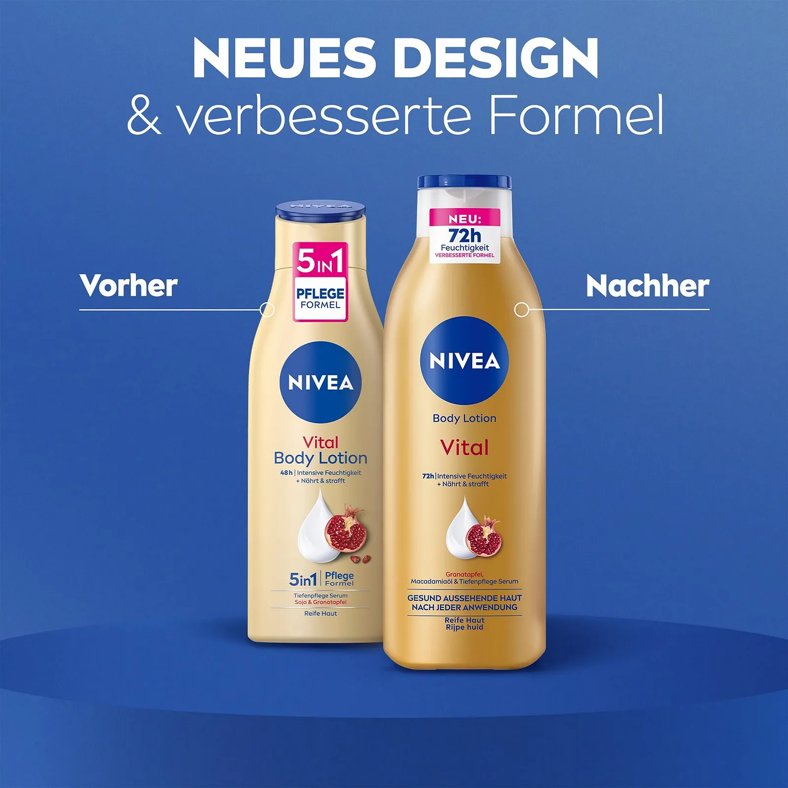 Лосьйон для тіла NIVEA Vital Поживний крем для зрілої шкіри з гранатом, олією макадамії та сироваткою NIVEA Deep Care 250 мл, фото №3