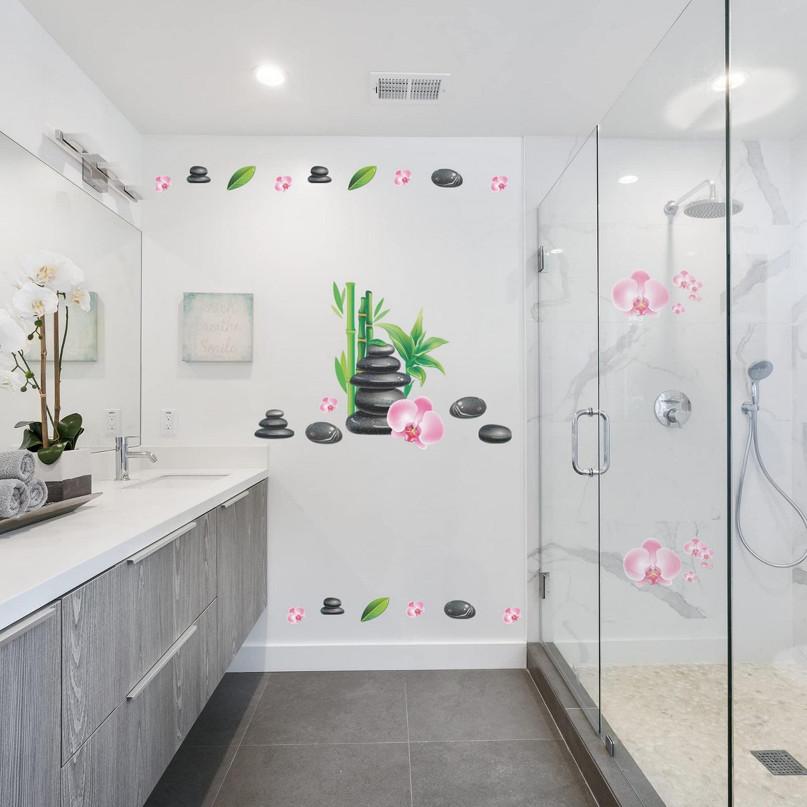 Набір наклейок на стіну GRAZDesign Bathroom Wellness Massage Stones Bamboo and Orchid Flowers 150 x 57 см, фото №3